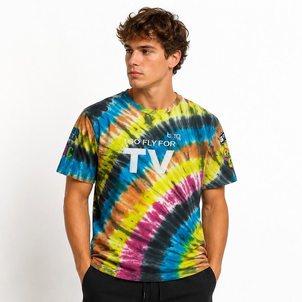 RARE Born Fly I'm Living Fly Tie Dye T-Shirt Mens 4XL Colorful Short Sleeve Tee